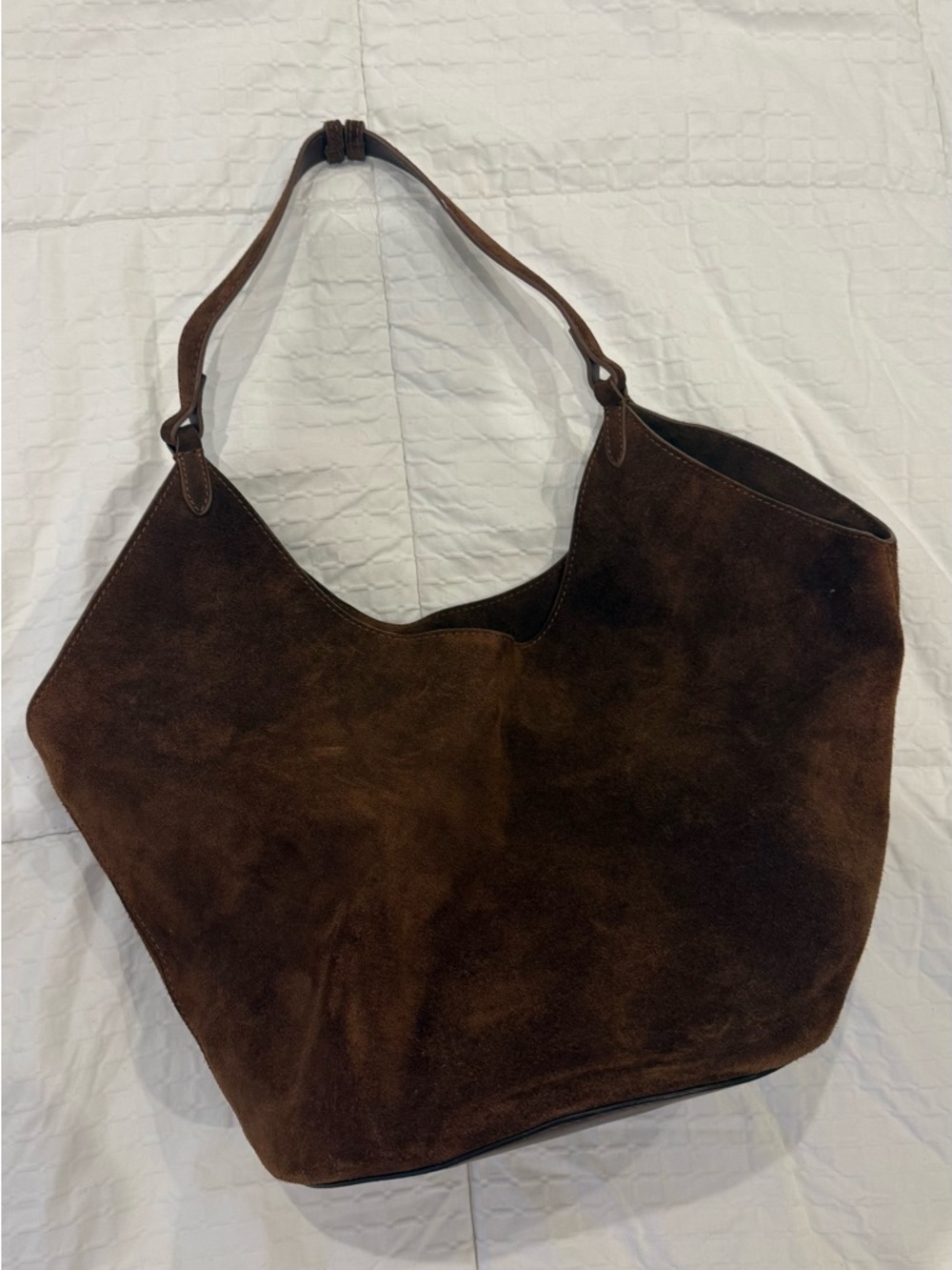 Classic Brown Suede Shoulder Tote